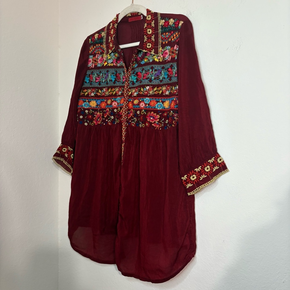 Johnny Was Embroidered Tunic Blouse Size Small - Picture 4 of 13